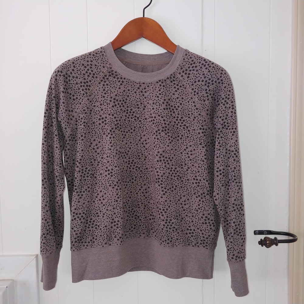 Sundry Taupe Star Print Crewneck Sweatshirt